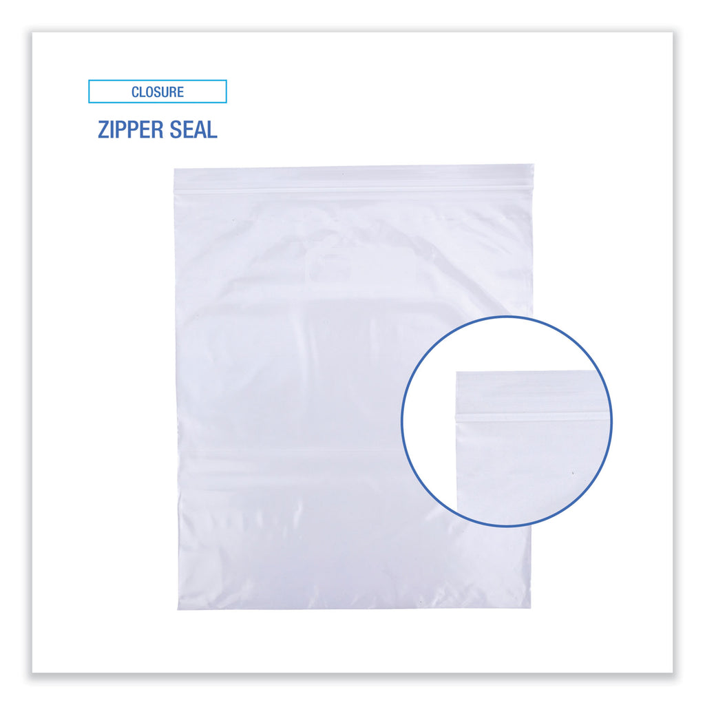 Reclosable Food Storage Bags, 2 gal, 2.7 mil, 13" x 15", Clear, 100/Box