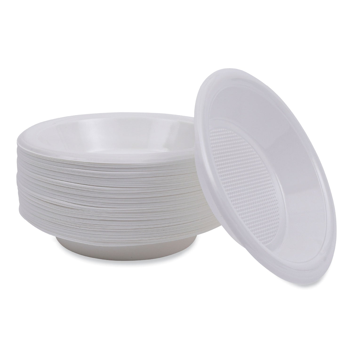 Hi-Impact Plastic Dinnerware, Bowl, 10 to 12 oz, White, 1,000/Carton