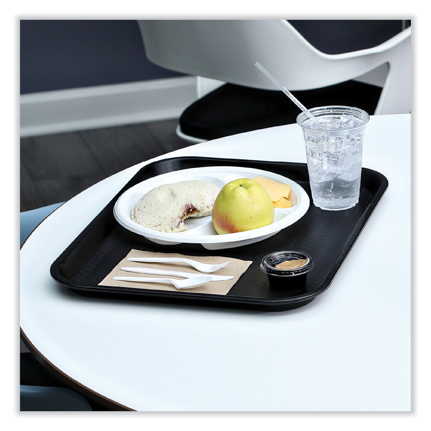 Three-Piece Cutlery Kit, Fork/Knife/Teaspoon, Polypropylene, White, 250/Carton - 