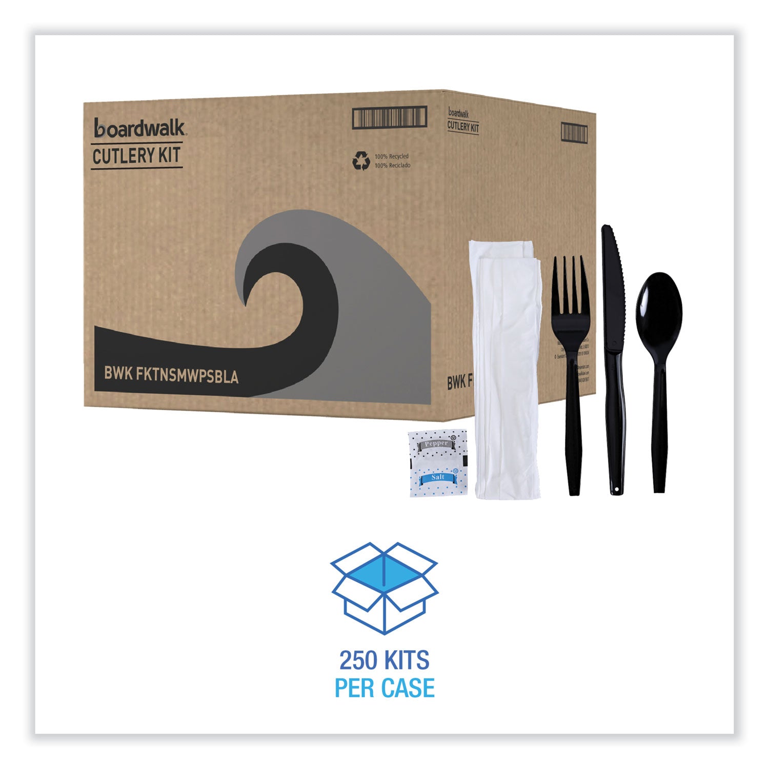 six-piece-cutlery-kit-condiment-fork-knife-napkin-teaspoon-black-250-carton_bwkfktnsmwpsbla - 2