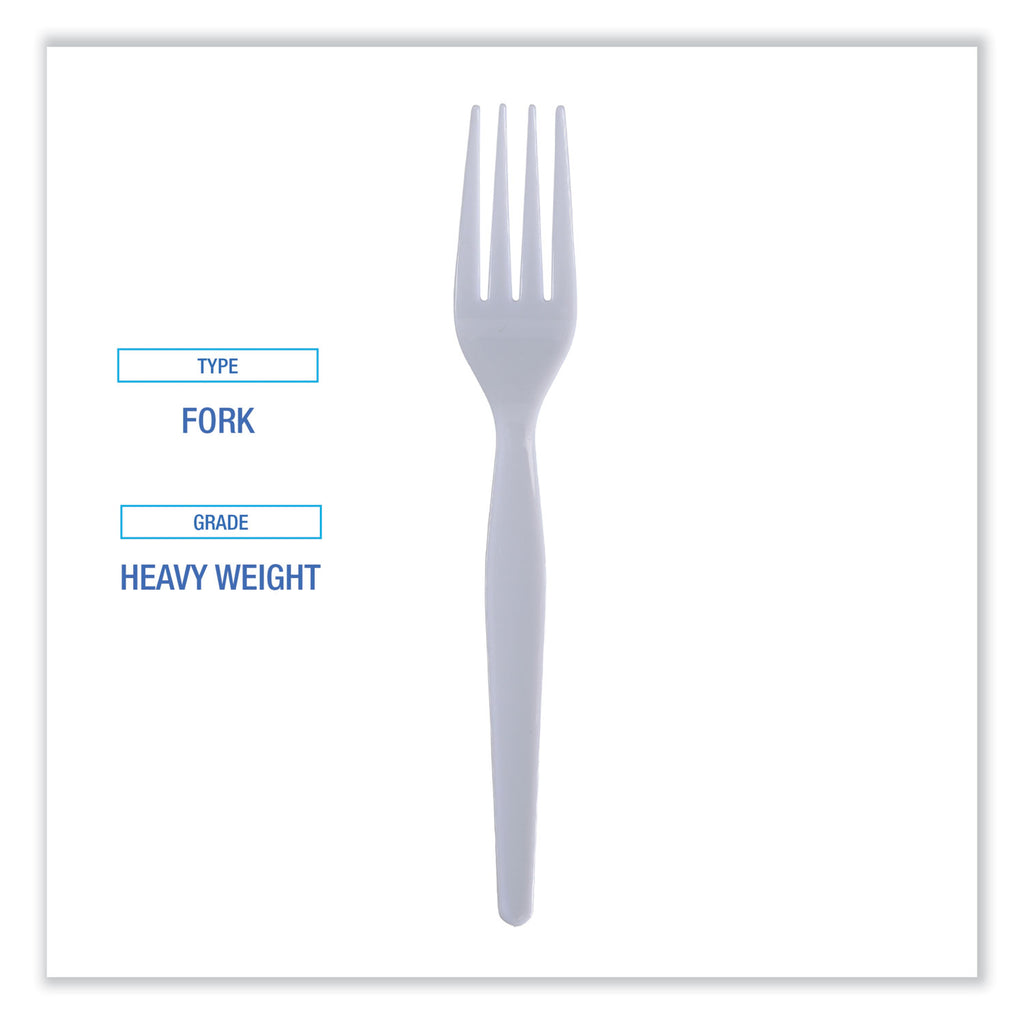 Heavyweight Polystyrene Cutlery, Fork, White, 1000/Carton