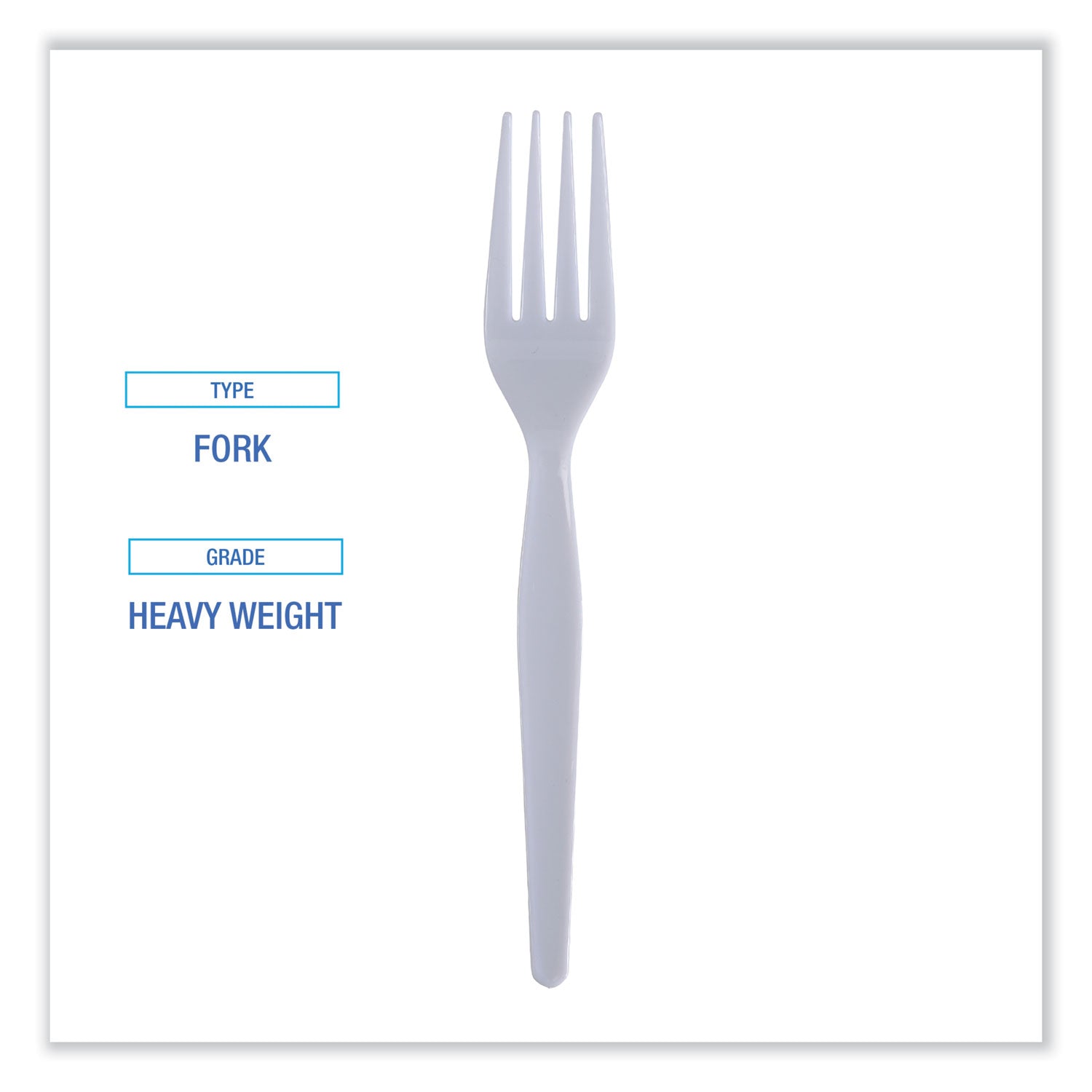 Heavyweight Polystyrene Cutlery, Fork, White, 1000/Carton - 