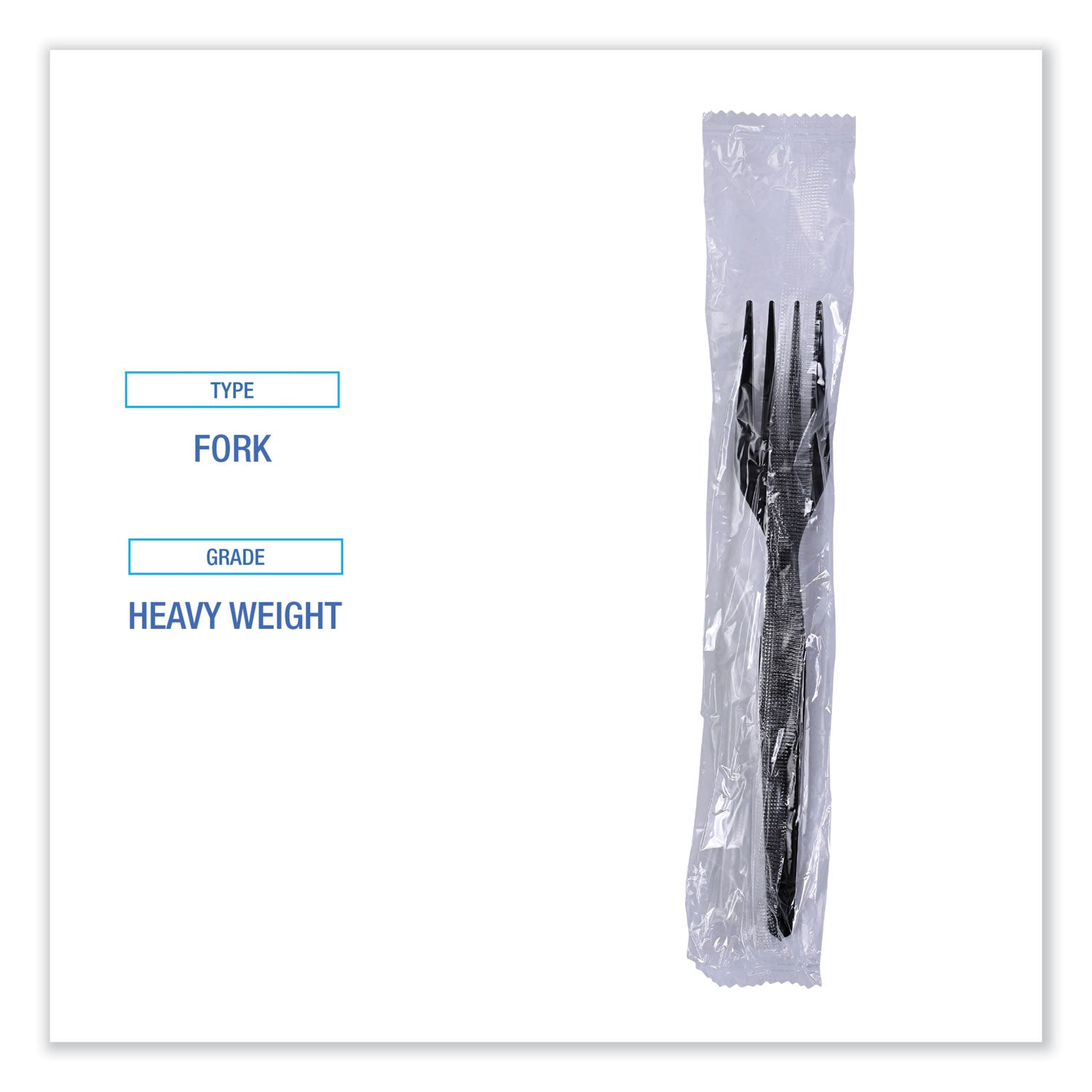 Heavyweight Wrapped Polystyrene Cutlery, Fork, Black, 1,000/Carton
