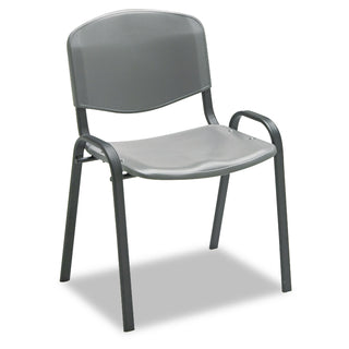 Stacking Chair, Supports Up to 250 lb, 18" Seat Height, Charcoal Seat, Charcoal Back, Black Base, 4/Carton - 