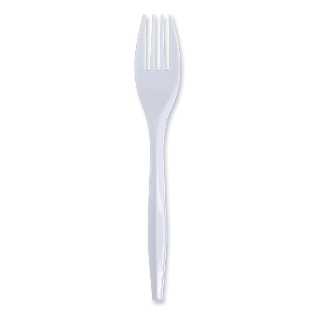 Mediumweight Wrapped Polypropylene Cutlery, Fork, White, 1000/Carton - 