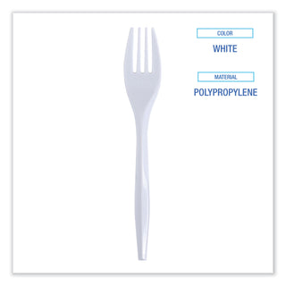 Mediumweight Wrapped Polypropylene Cutlery, Fork, White, 1000/Carton - 