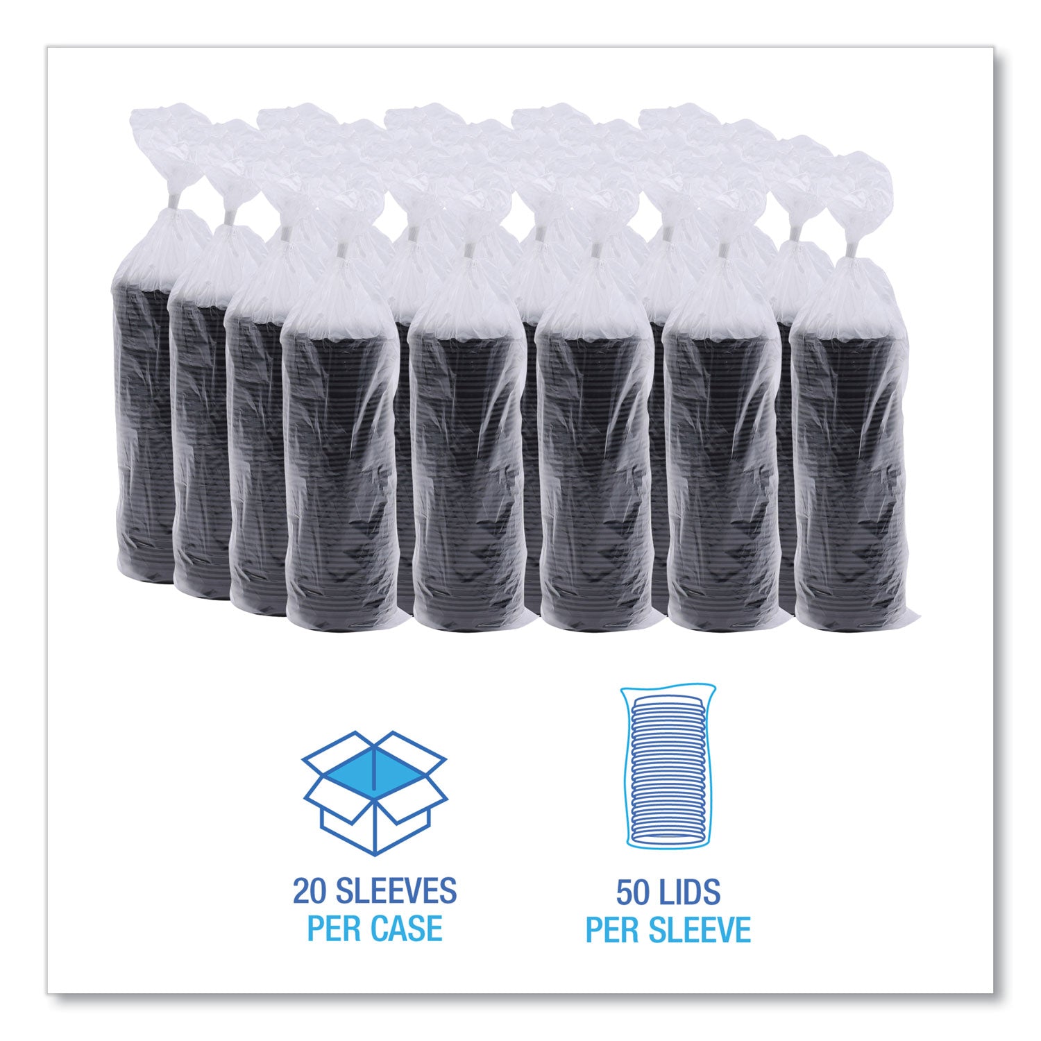 Hot Cup Lids, Fits 8 oz Hot Cups, Black, 1,000/Carton