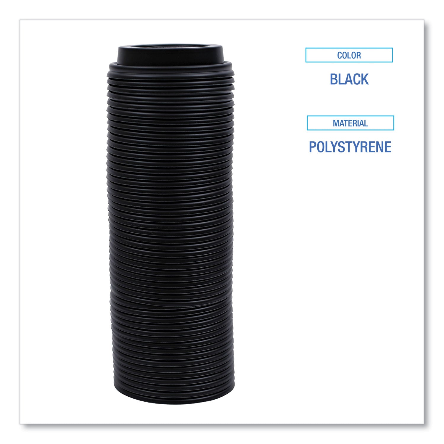Hot Cup Lids, Fits 8 oz Hot Cups, Black, 1,000/Carton