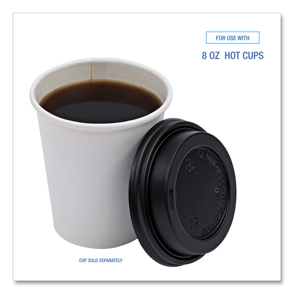 Hot Cup Lids, Fits 8 oz Hot Cups, Black, 1,000/Carton