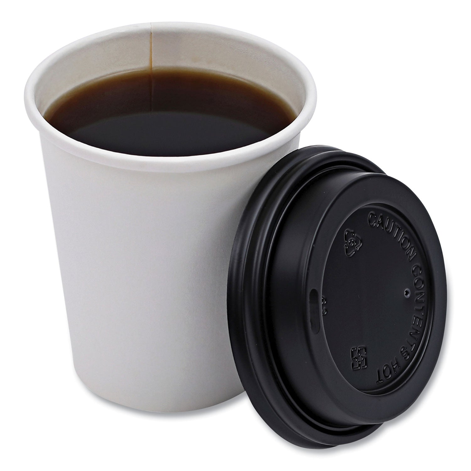 Hot Cup Lids, Fits 8 oz Hot Cups, Black, 1,000/Carton
