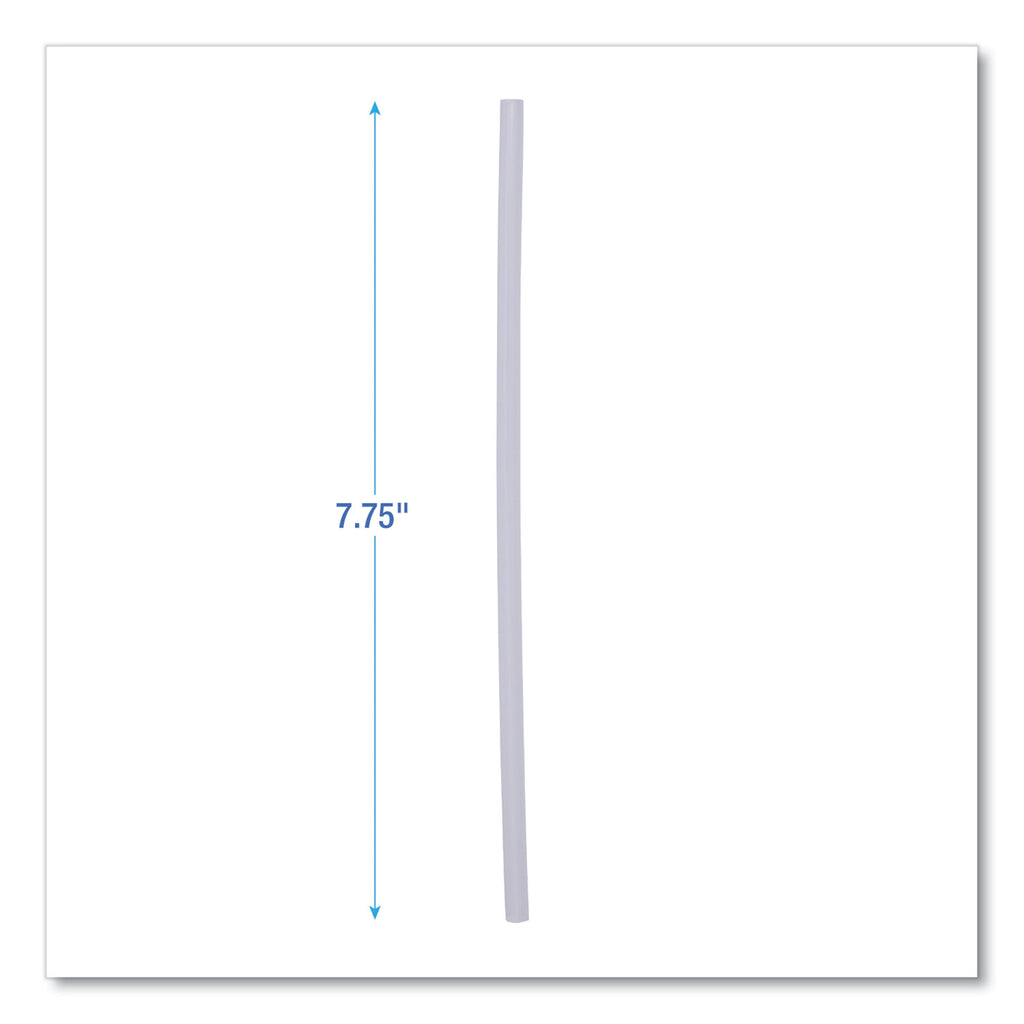 Jumbo Straws, 7.75", Plastic, Translucent, Unwrapped, 250/Pack, 50 Packs/Carton - 