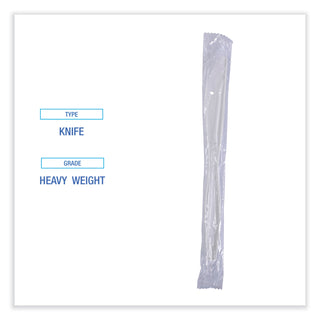 Heavyweight Wrapped Polypropylene Cutlery, Knife, White, 1,000/Carton