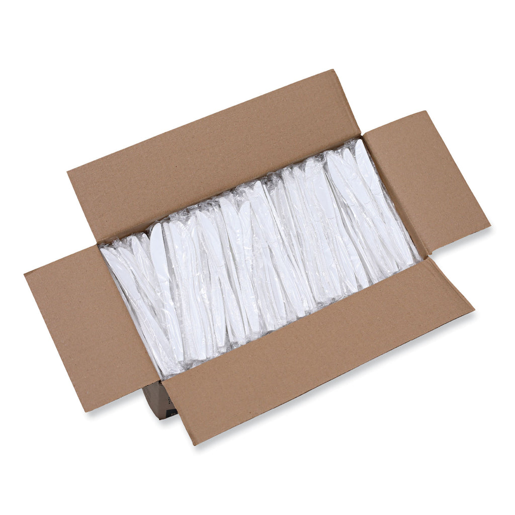 Heavyweight Wrapped Polypropylene Cutlery, Knife, White, 1,000/Carton
