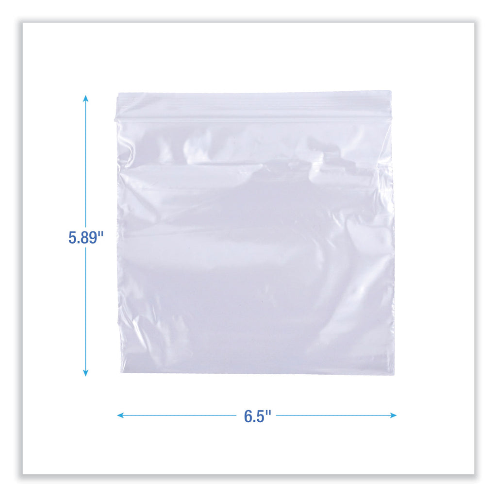 Reclosable Food Storage Bags, Sandwich, 1.15 mil, 6.5" x 5.89", Clear, 500/Box