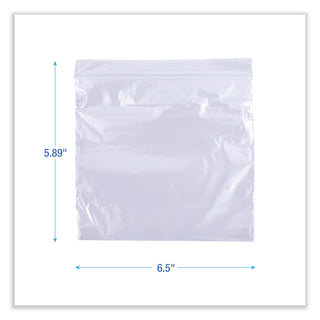Reclosable Food Storage Bags, Sandwich, 1.15 mil, 6.5" x 5.89", Clear, 500/Box