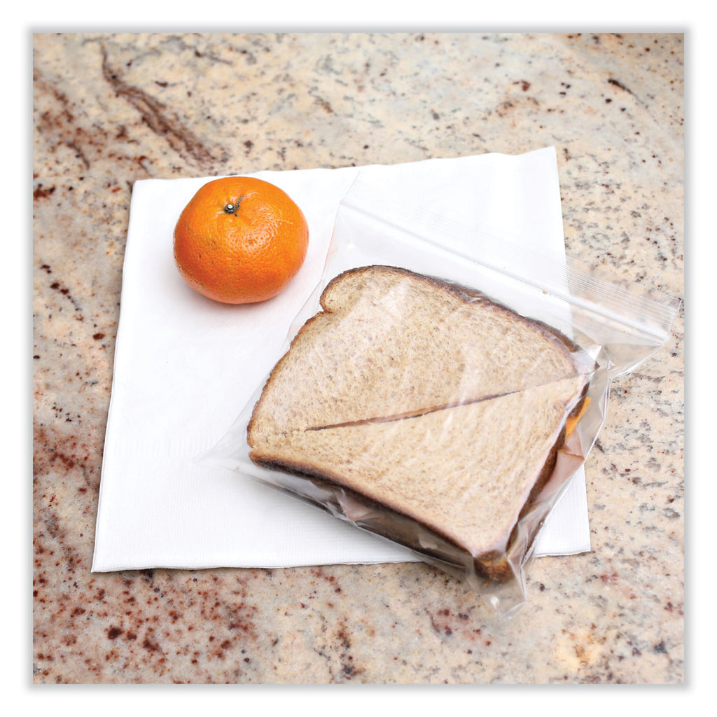 Reclosable Food Storage Bags, Sandwich, 1.15 mil, 6.5" x 5.89", Clear, 500/Box