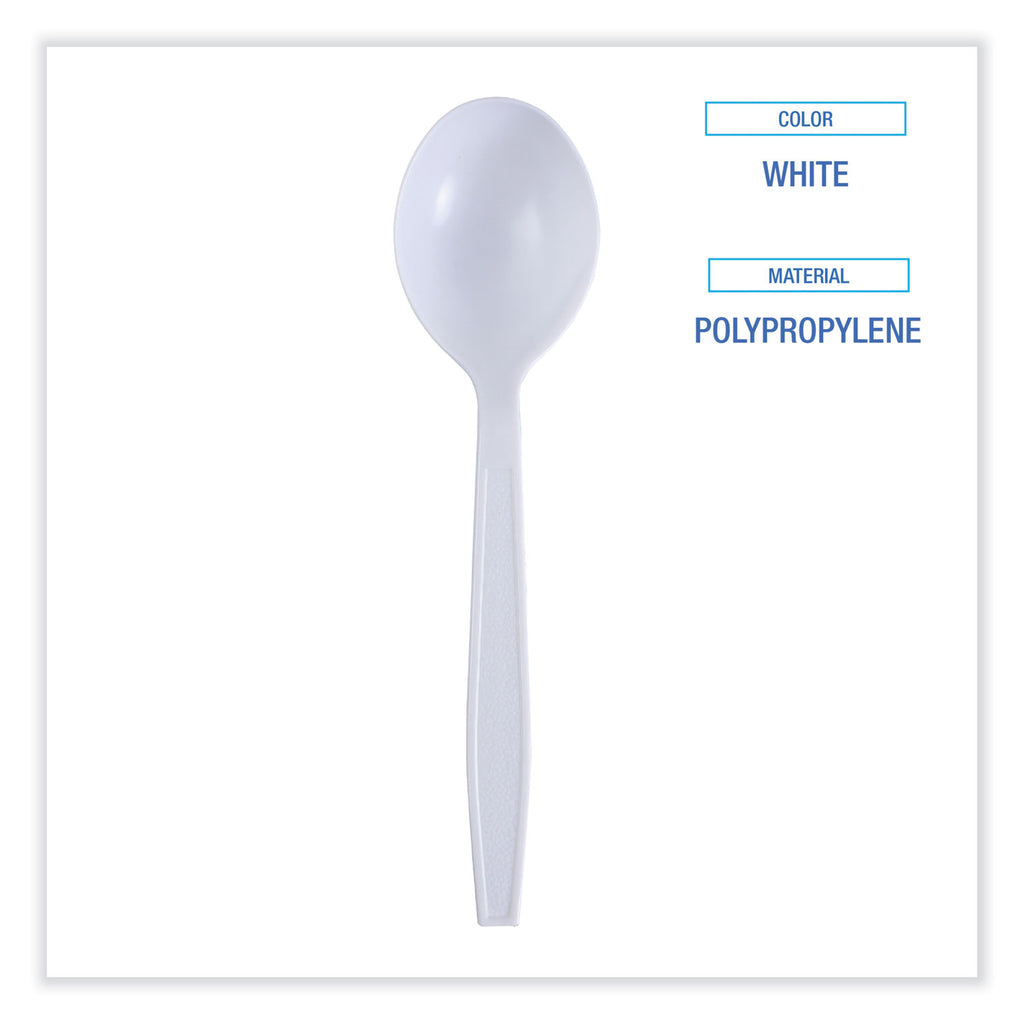 Heavyweight Wrapped Polypropylene Cutlery, Soup Spoon, White, 1,000/Carton