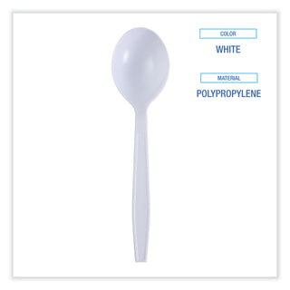 Heavyweight Wrapped Polypropylene Cutlery, Soup Spoon, White, 1,000/Carton