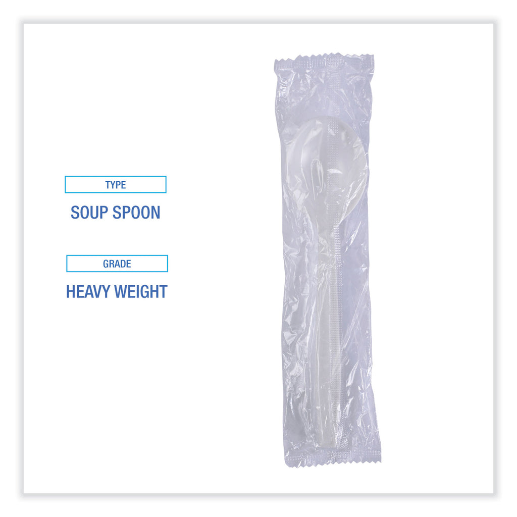 Heavyweight Wrapped Polypropylene Cutlery, Soup Spoon, White, 1,000/Carton