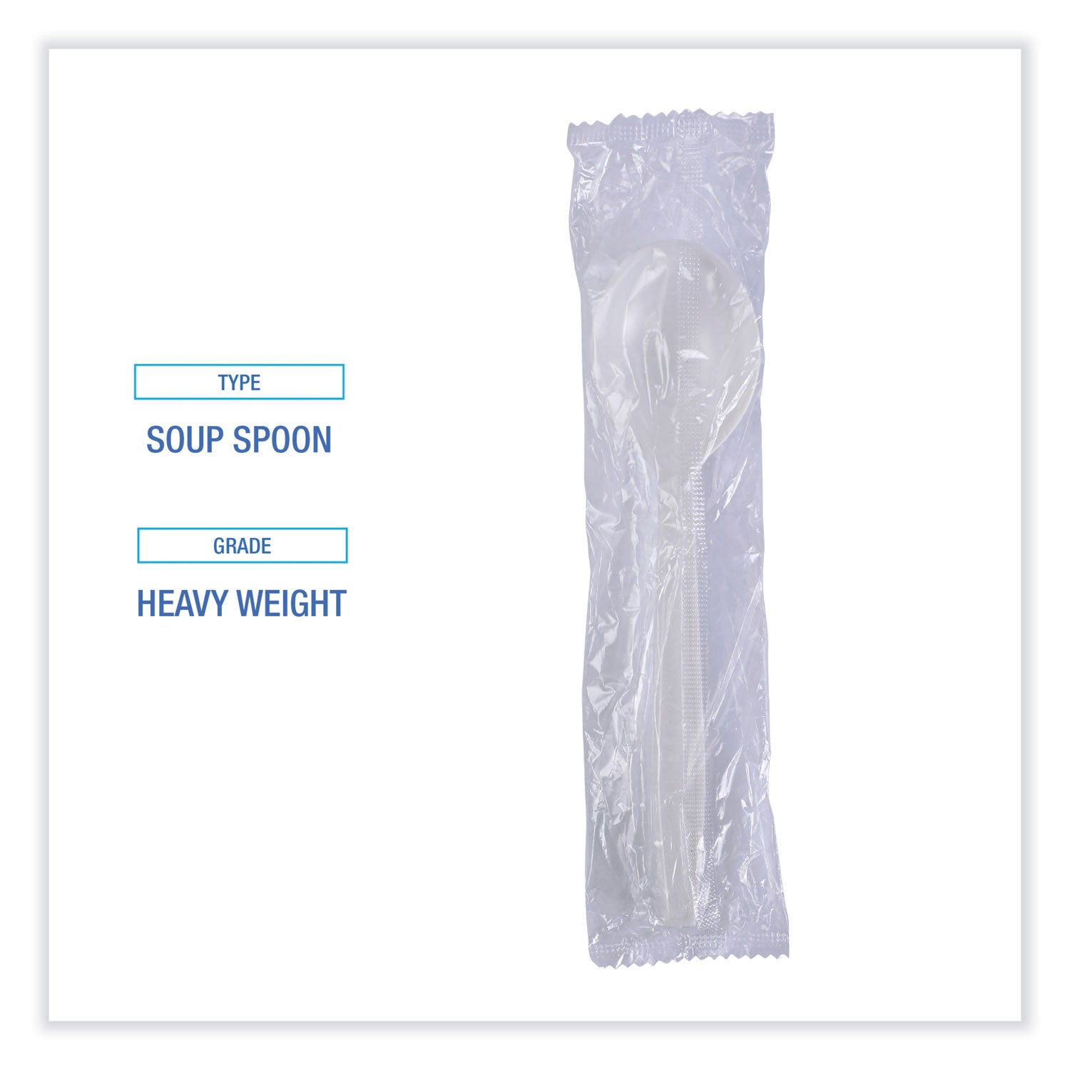 Heavyweight Wrapped Polypropylene Cutlery, Soup Spoon, White, 1,000/Carton