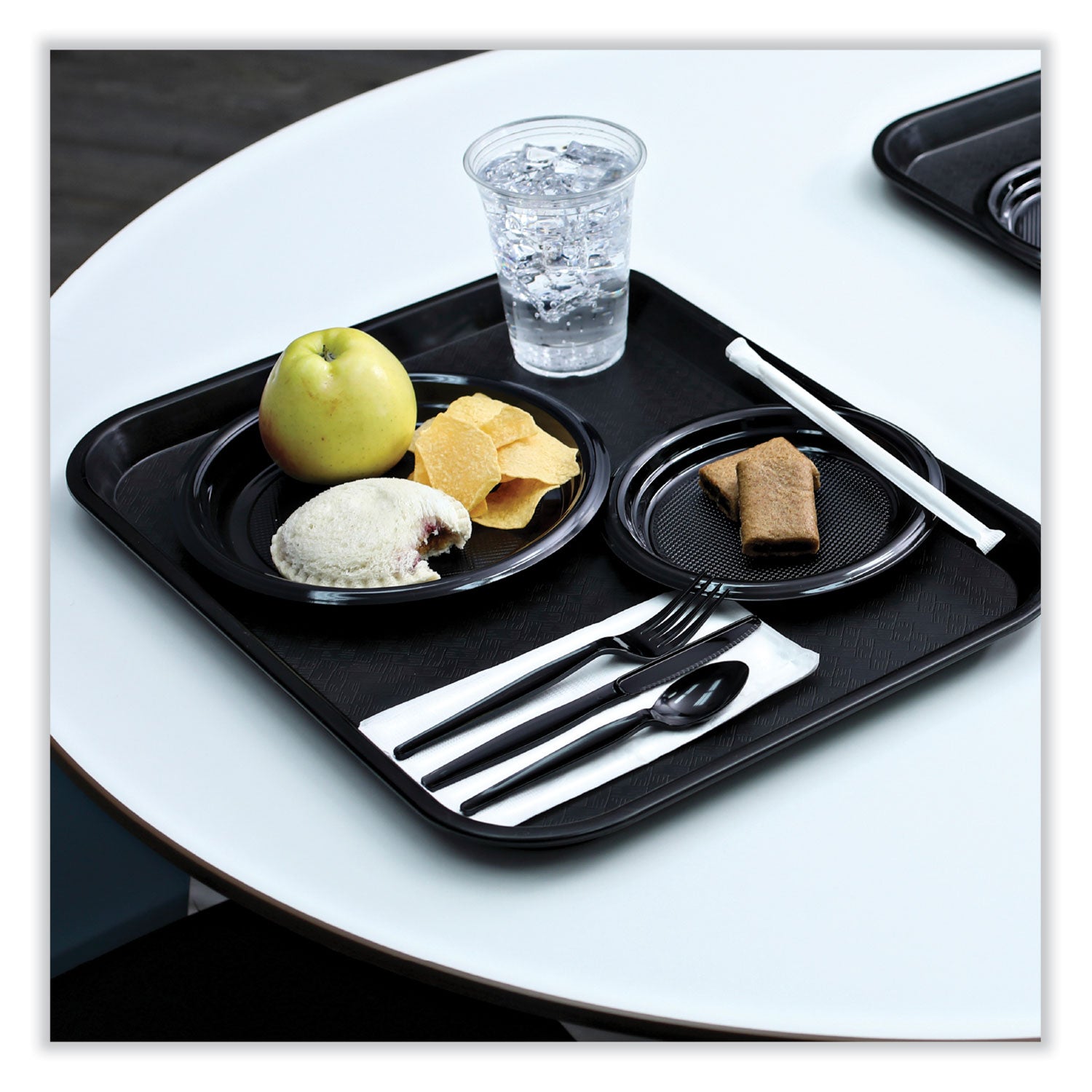 Heavyweight Wrapped Polystyrene Cutlery, Teaspoon, Black, 1,000/Carton