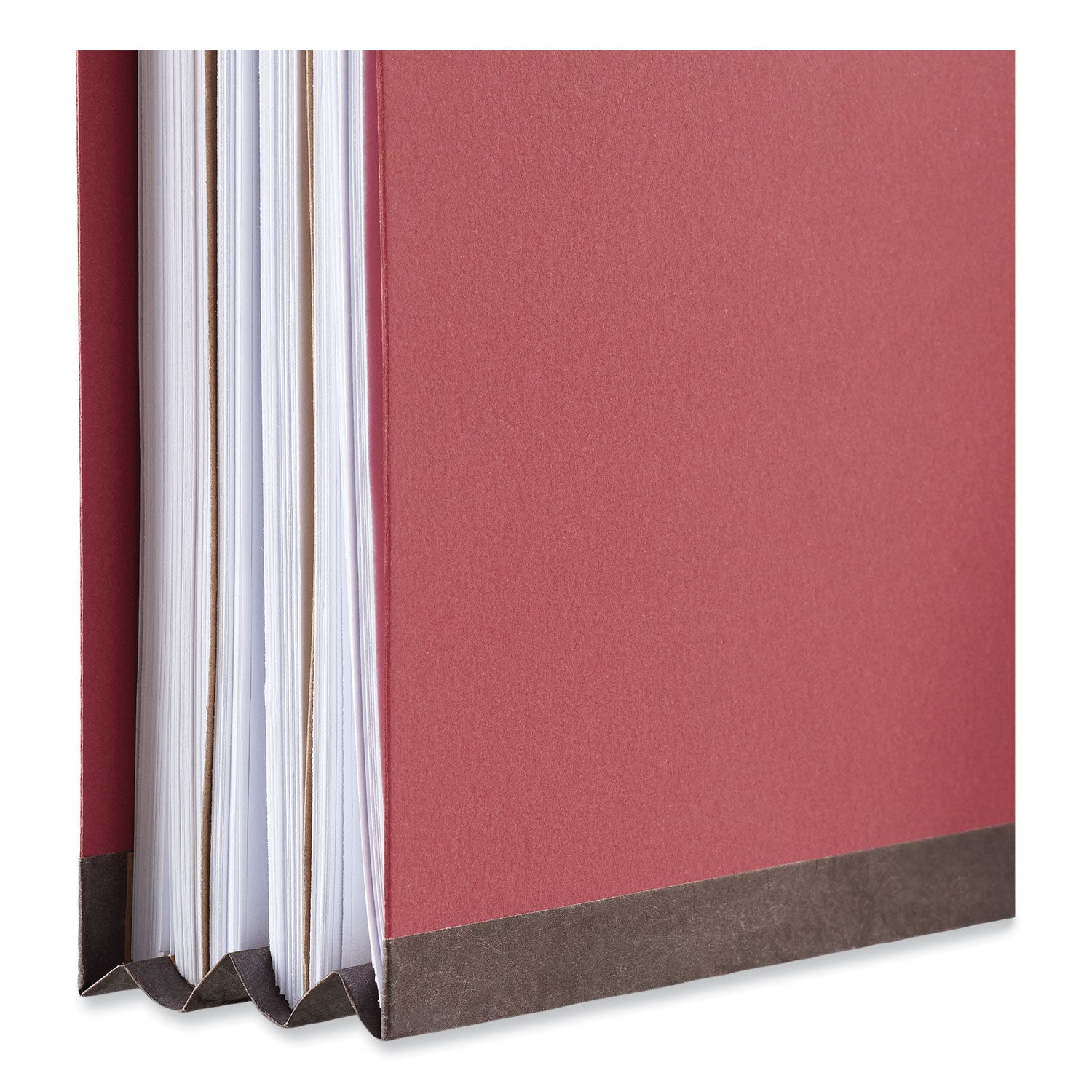 Bright Colored Pressboard Classification Folders, 2" Expansion, 2 Dividers, 6 Fasteners, Legal Size, Ruby Red, 10/Box - 