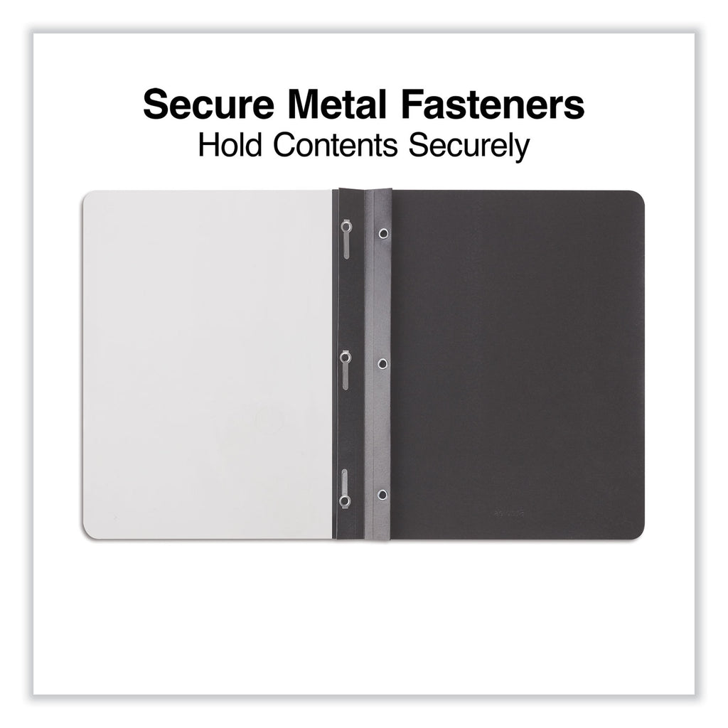 Clear Front Report Cover with Fasteners, Three-Prong Fastener, 0.5" Capacity, 8.5 x 11, Clear/Black, 25/Box