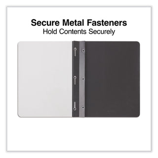 Clear Front Report Cover with Fasteners, Three-Prong Fastener, 0.5" Capacity, 8.5 x 11, Clear/Black, 25/Box