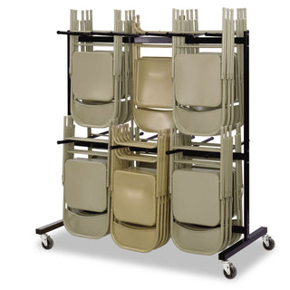 Two-Tier Chair Cart, Two-Sided 12-Section Hang-Hook Format, Metal, 64.5" x 33.5" x 70.25", Black - 