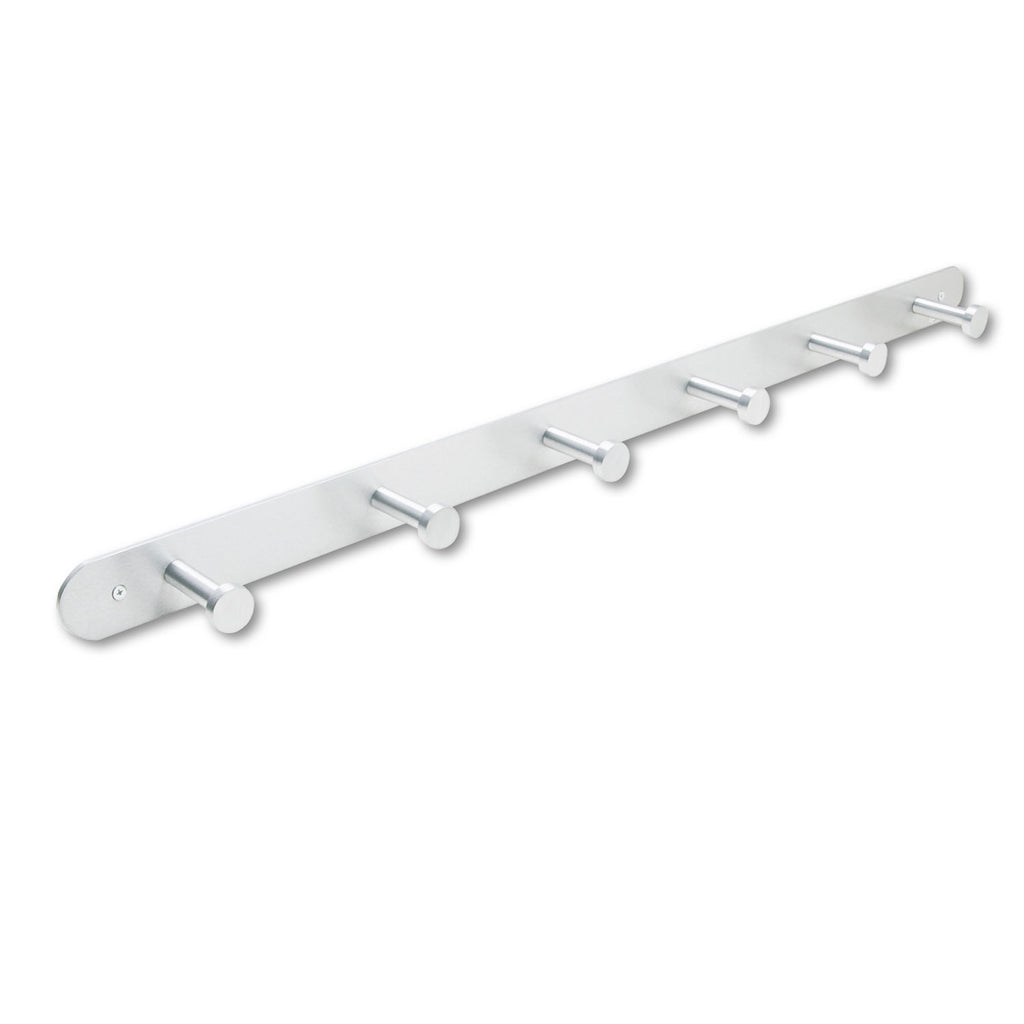 Nail Head Wall Coat Rack, Six Hooks, Metal, 36w x 2.75d x 2h, Satin - 