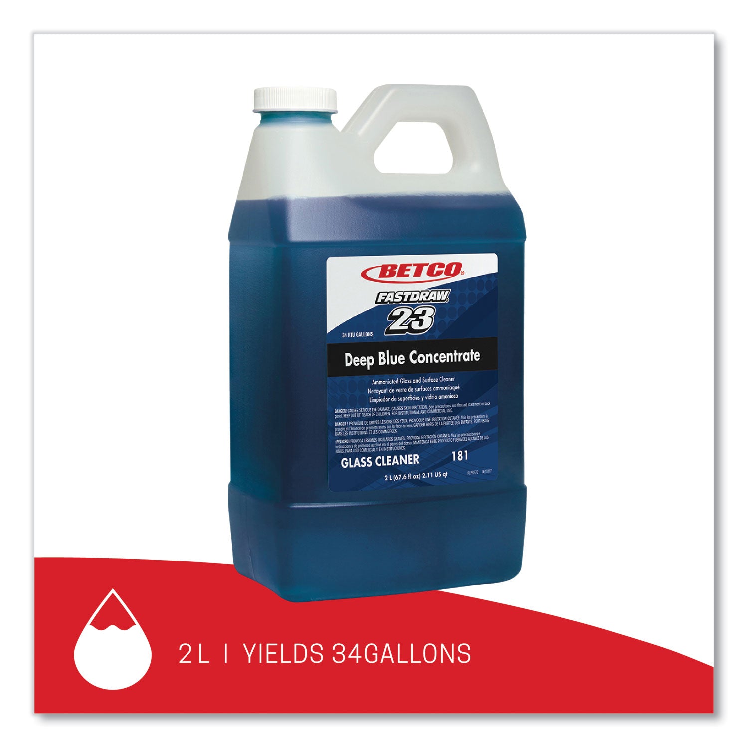 Deep Blue Glass and Surface Cleaner, 2 L Bottle, 4/Carton