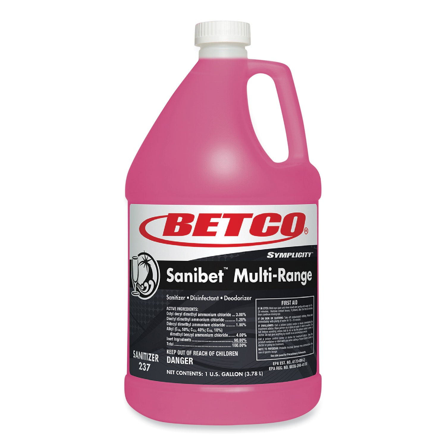 symplicity-sanibet-multi-range-sanitizer-disinfectant-deodorizer-1-gal-bottle-4-carton_bet2370400 - 1