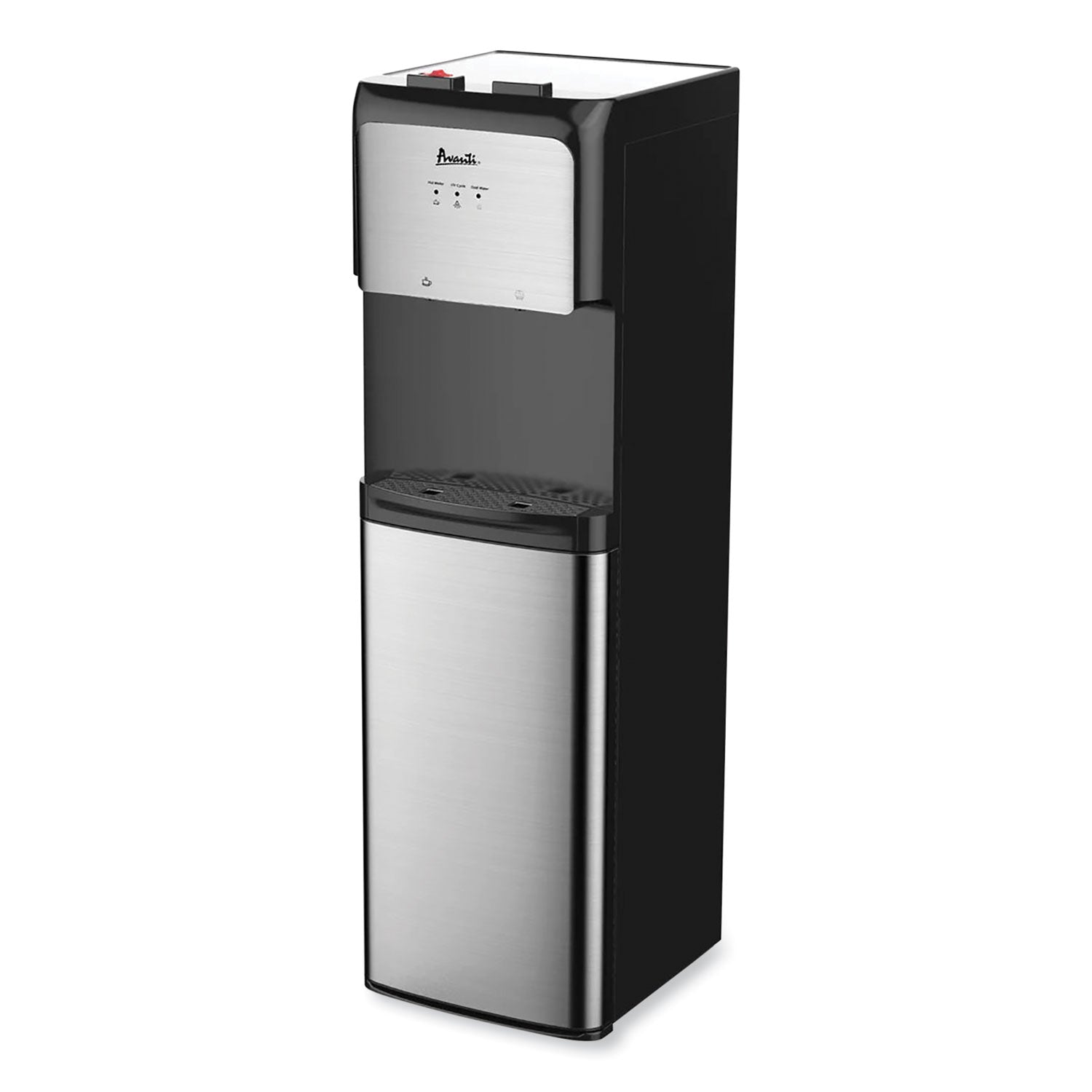 Bottom Loading Water Dispenser with UV Light, 3 to 5 gal, 41.25 h, Black/Stainless Steel