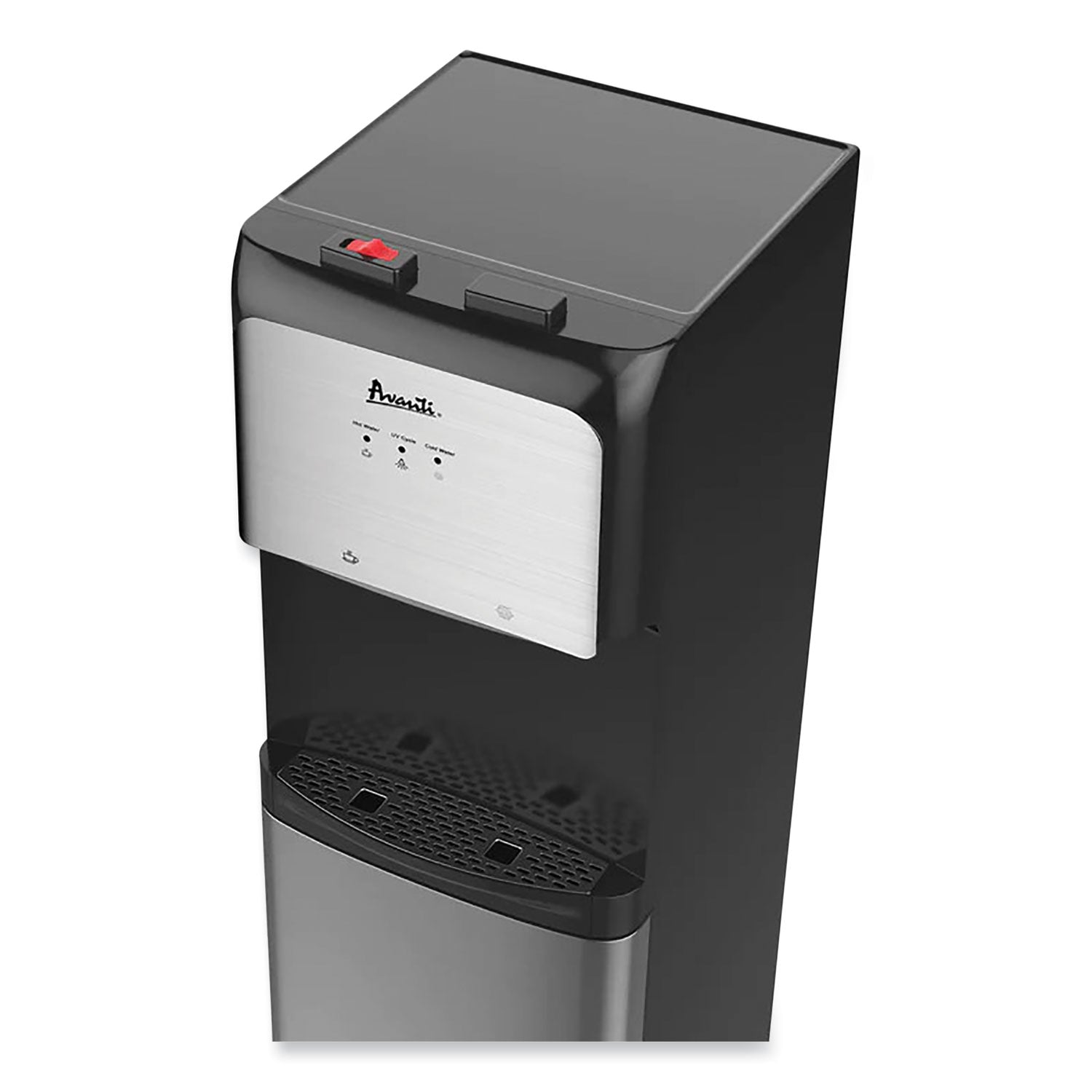 Bottom Loading Water Dispenser with UV Light, 3 to 5 gal, 41.25 h, Black/Stainless Steel