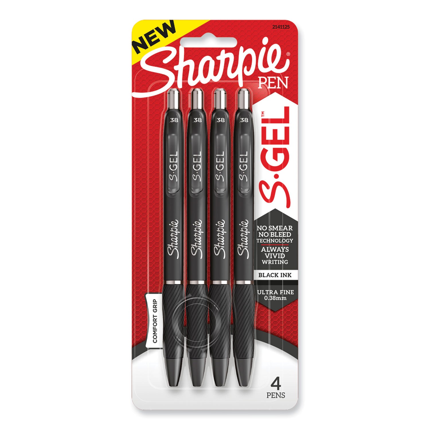 s-gel-high-performance-gel-pen-retractable-extra-fine-038-mm-black-ink-black-barrel-4-pack_san2141125 - 1