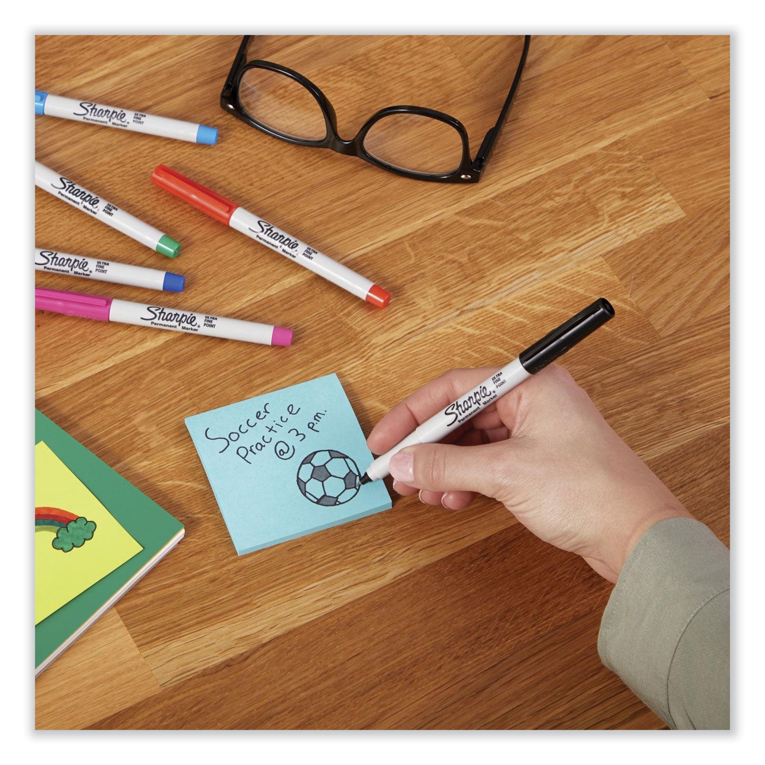 Mixed Point Size Permanent Markers, Assorted Tip Sizes/Types, Black, 6/Pack