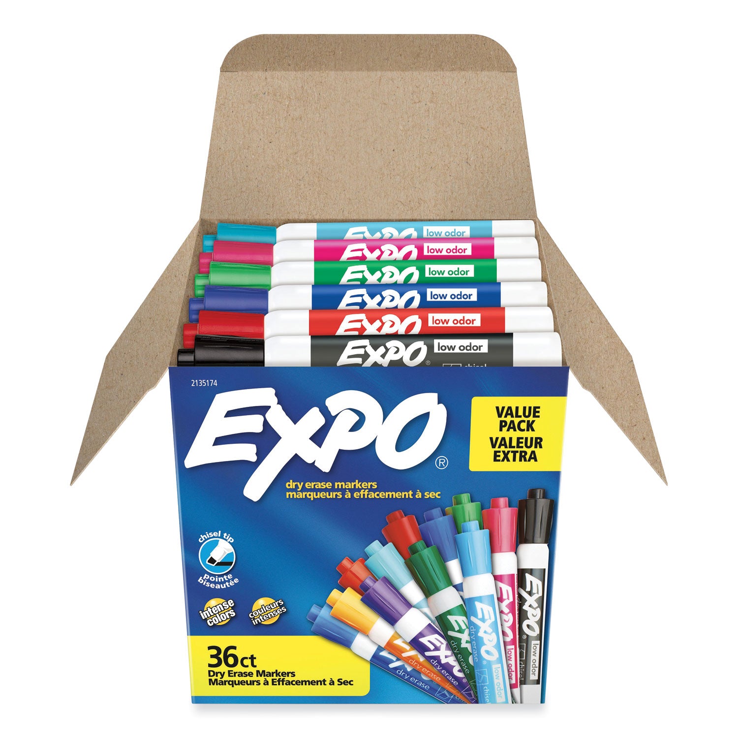 low-odor-dry-erase-vibrant-color-markers-broad-chisel-tip-assorted-colors-36-pack_san2135174 - 2