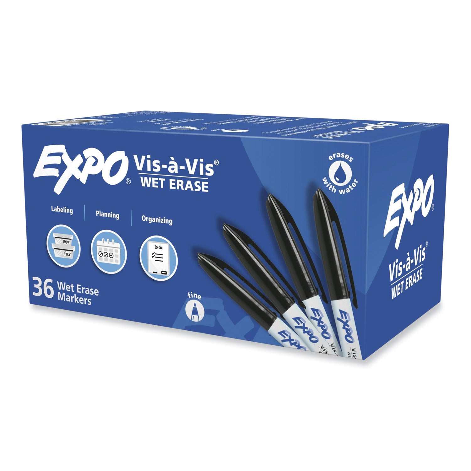 vis-a-vis-wet-erase-marker-fine-bullet-tip-black-36-pack_san2134342 - 1