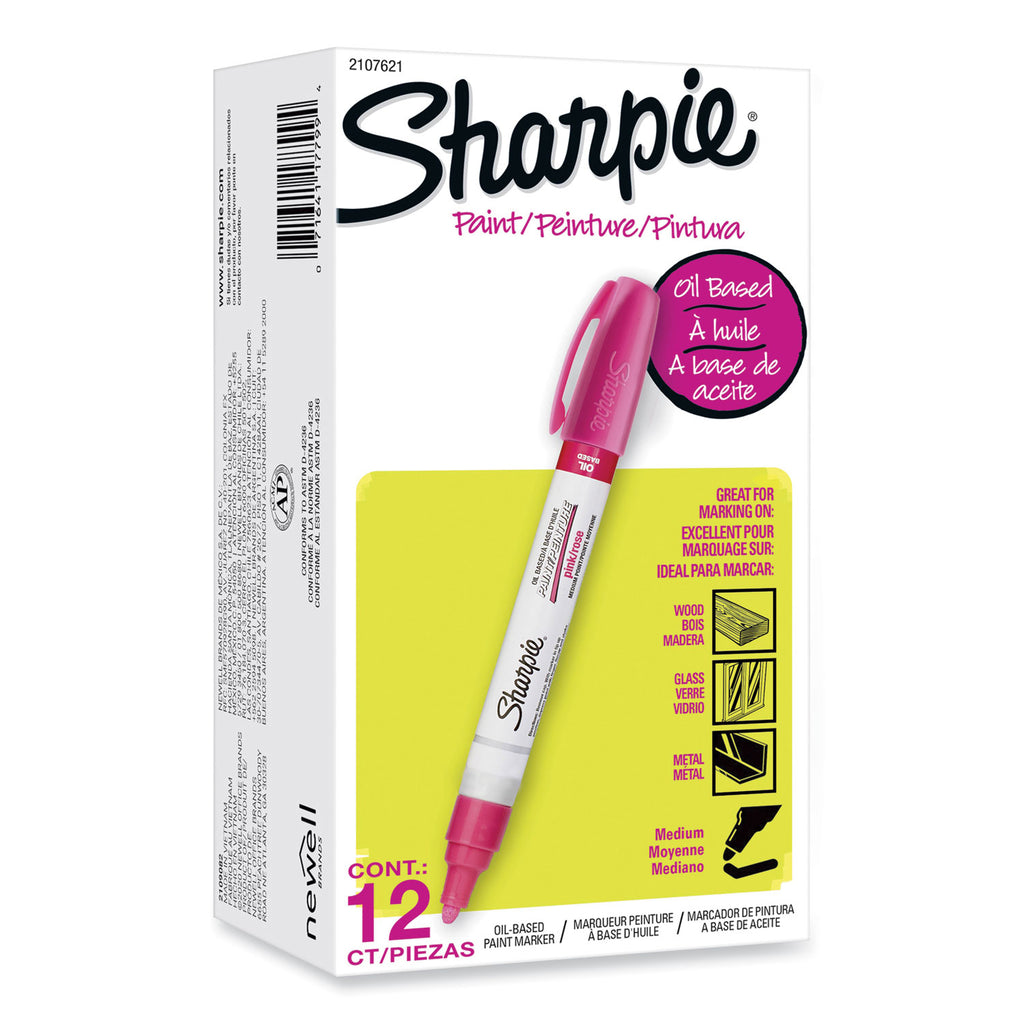 permanent-paint-marker-medium-bullet-tip-pink-dozen_san2107621 - 1