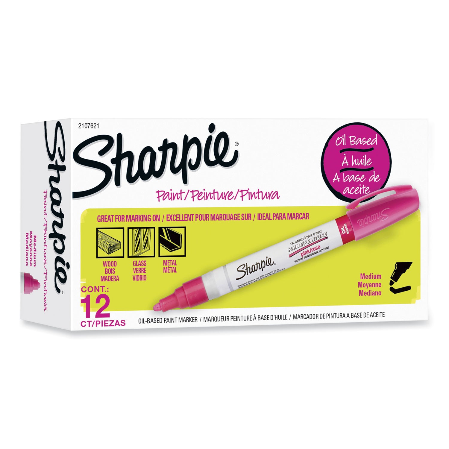 permanent-paint-marker-medium-bullet-tip-pink-dozen_san2107621 - 2