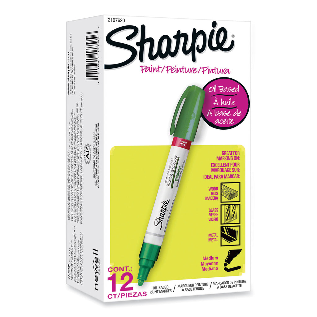 permanent-paint-marker-medium-bullet-tip-green-12-pack_san2107620 - 1