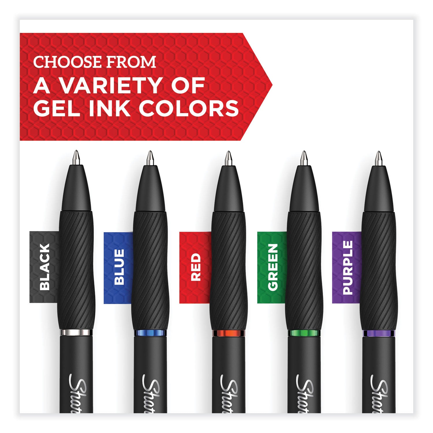 S-Gel High-Performance Gel Pen, Retractable, Medium 0.7 mm, Assorted Ink Colors, Black Barrel, 4/Pack