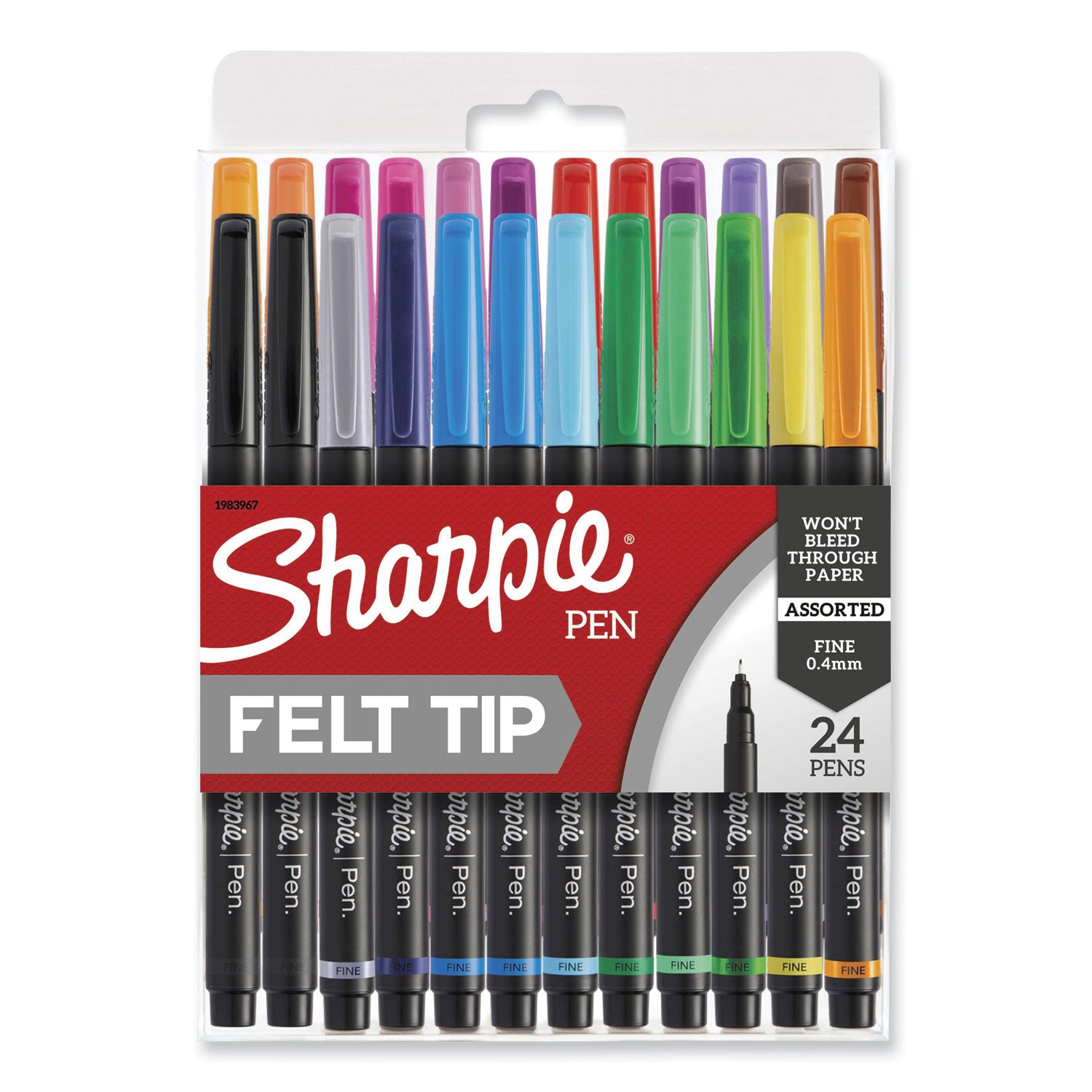 art-pen-porous-point-pen-stick-fine-04-mm-assorted-ink-colors-black-barrel-24-pack_san1983967 - 1