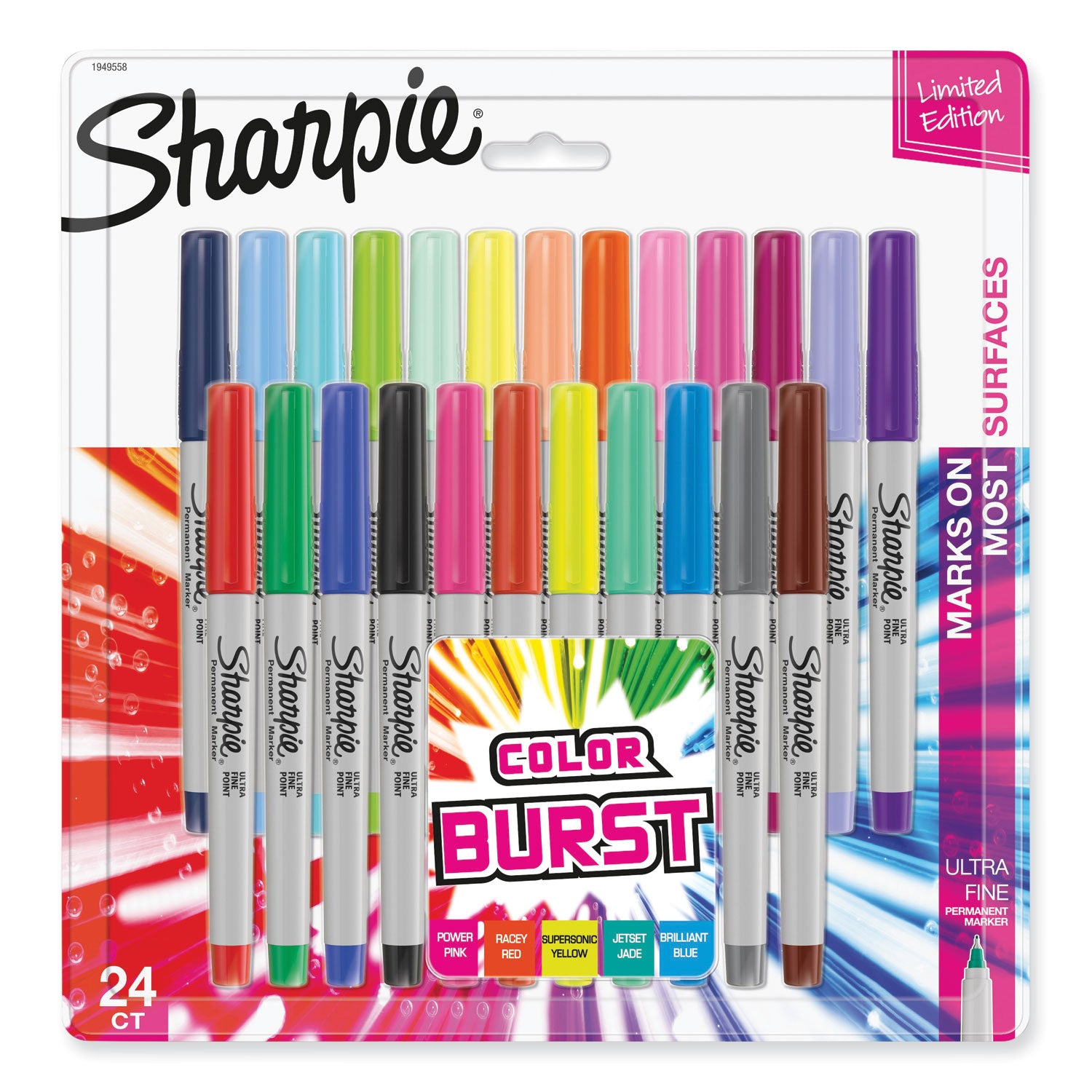 ultra-fine-tip-permanent-marker-ultra-fine-needle-tip-assorted-classic-and-limited-edition-color-burst-colors-24-pack_san1949558 - 1