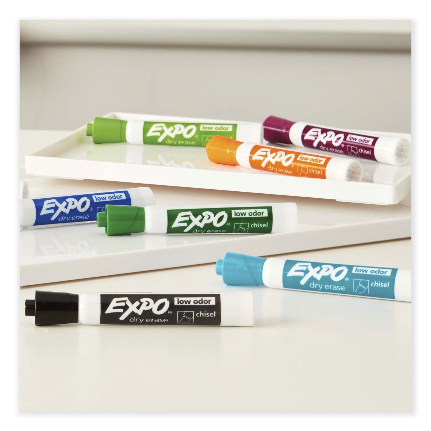 Low Odor Dry Erase Vibrant Color Markers, Broad Chisel Tip, Assorted Colors, 16/Set - 