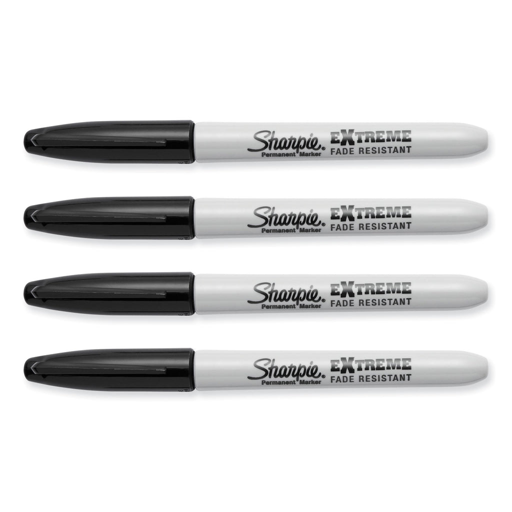 Extreme Marker, Fine Bullet Tip, Black, 4/Pack