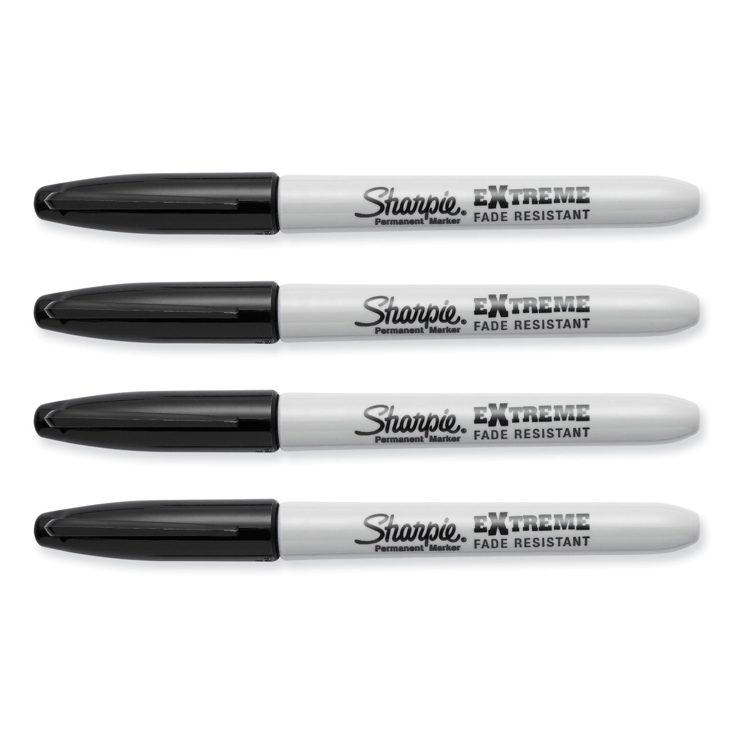Extreme Marker, Fine Bullet Tip, Black, 4/Pack