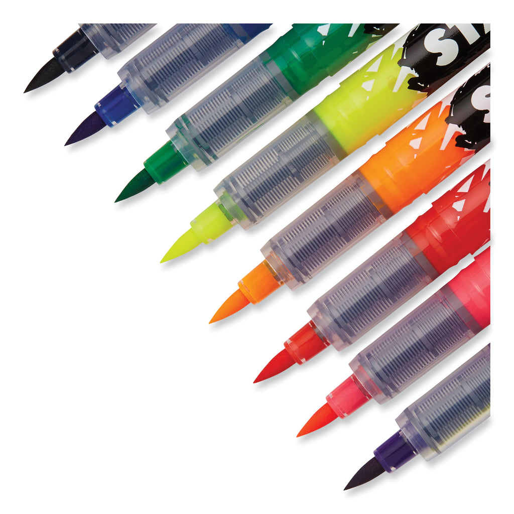 Stained Fabric Markers, Medium Brush Tip, Assorted Colors, 8/Pack