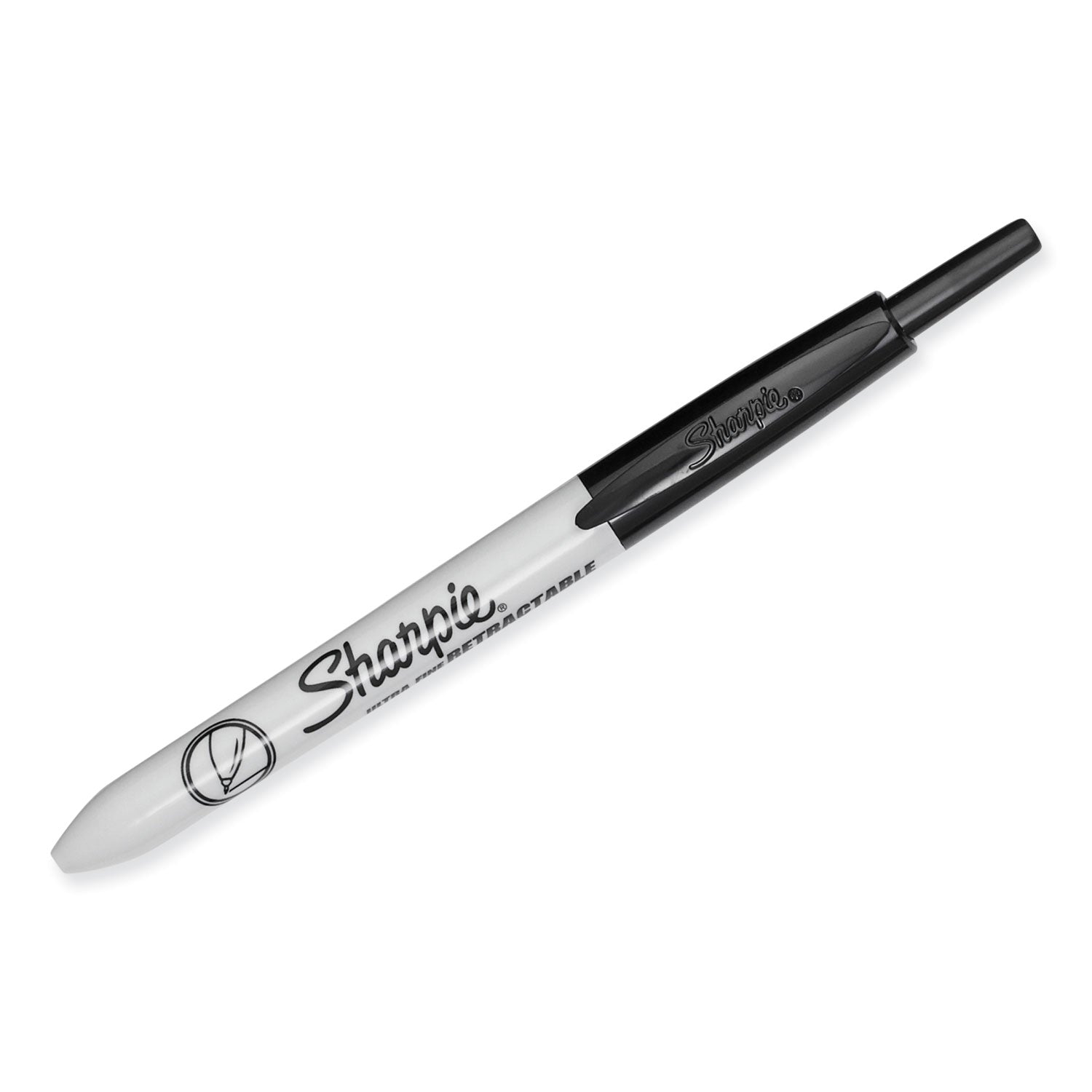 Retractable Permanent Marker, Extra-Fine Needle Tip, Black, 3/pack