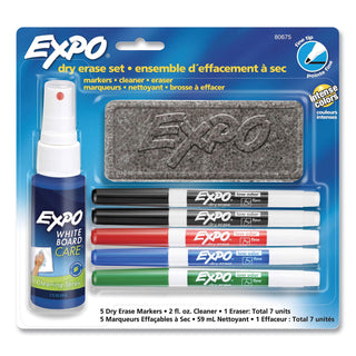 Expo Low-Odor Starter Marker Set - Fine Marker Point - Red, Blue, Green, Black - 4 / Set